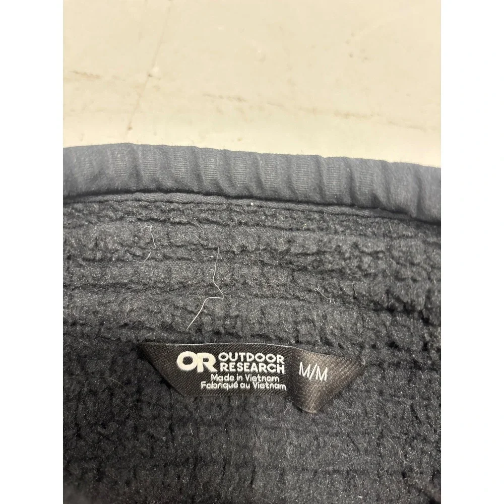 Outdoor Research Men Medium Full Zip Grid Fleece Jacket Charcoal Gray